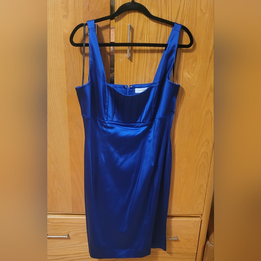 Calvin Klein Royal Blue Satin Dress Sz.14